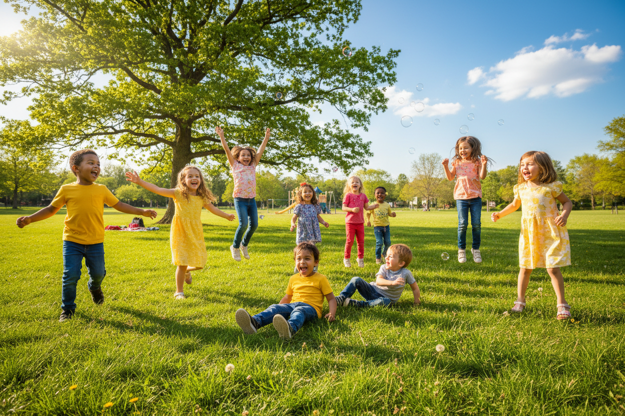 kids playing and enjoying